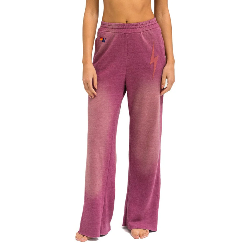Aviator Nation Bolt Stitch Wide Leg Pocket Sweatpants faded berry Med